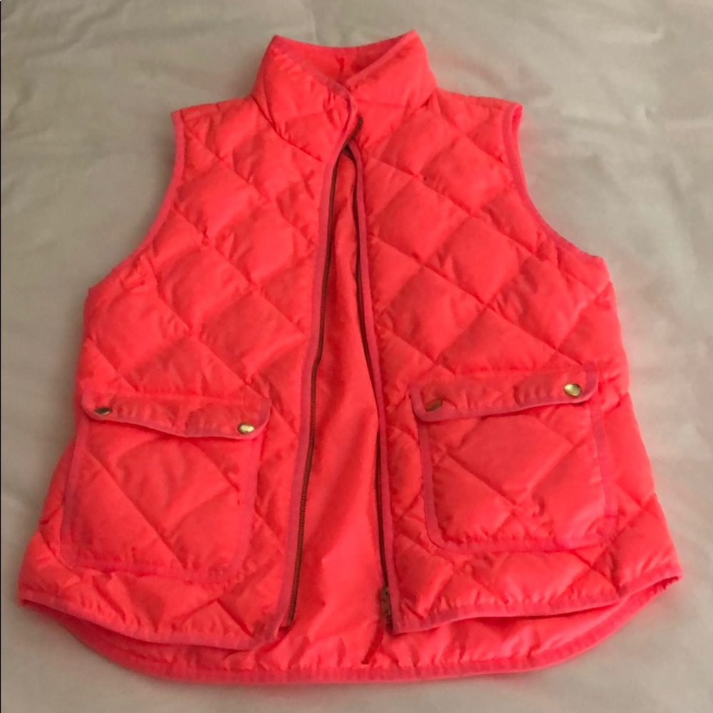 neon pink J. Crew vest